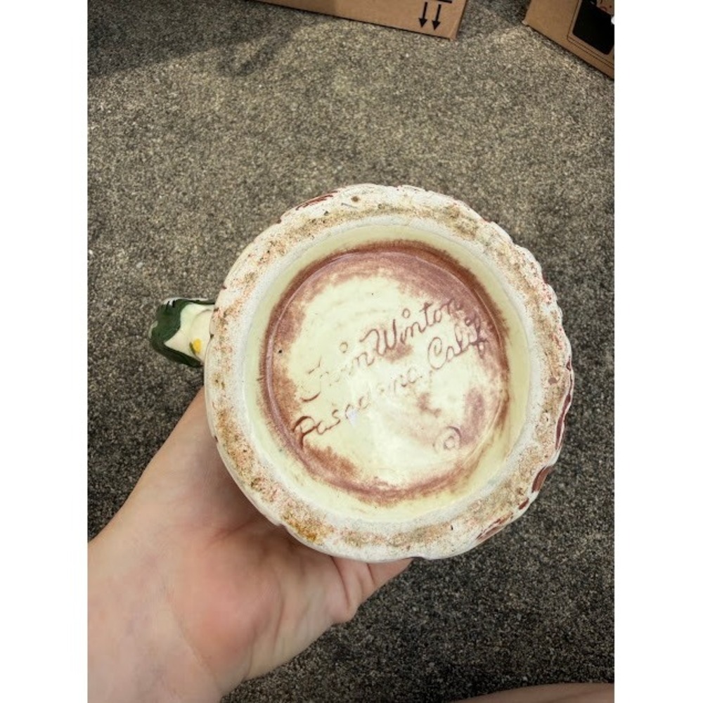 Vintage Kitsch Twin Winton Ceramic Mug Brown Baker Flour Sack Handle California - Picture 3 of 8